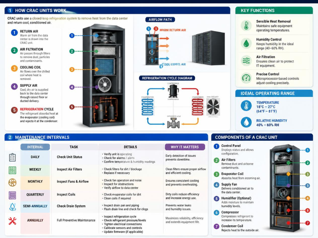 CRAC Maintenance: Intervals, Checklist, CRAC vs CRAH